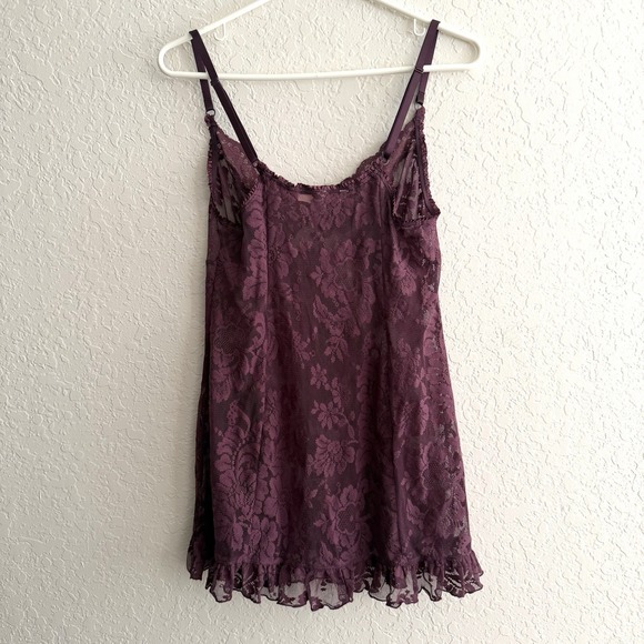 Victoria's Secret Sheer Lace Chemise Nightgown Size Medium Purple Babydoll - Picture 9 of 11